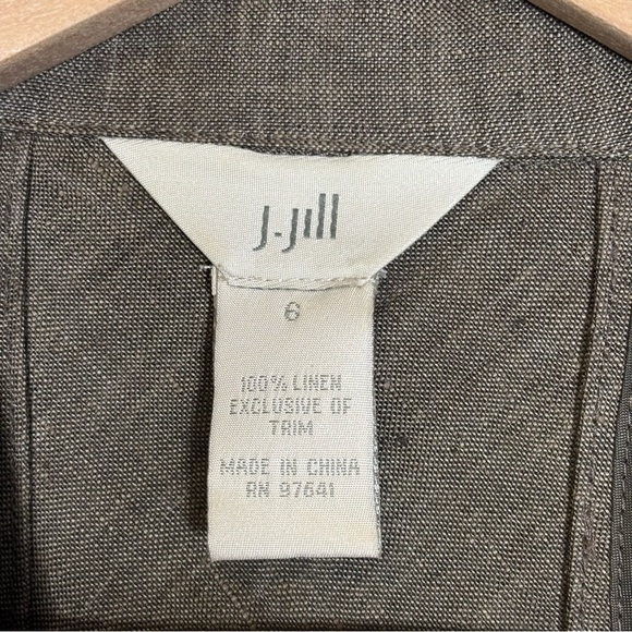 J. Jill 3/4 Sleeve Buttons Linen Blazer-Brown-Women Size 6 - Picture 3 of 5